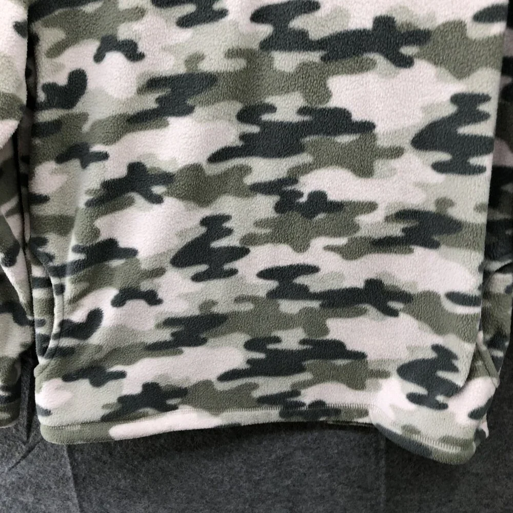 Children's Place Fleece 1/4 Zip Pullover Girls L 10/12 Pink Green Camo‎ Sweater